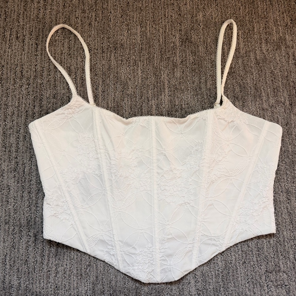 White fox white eyelet corset top